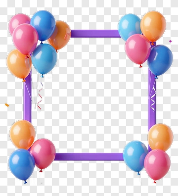 Colorful Balloons Around A Purple Frame PNG