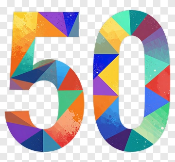 Colorful Number Fifty Design PNG