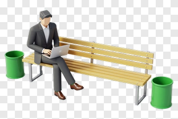 Man Using Laptop On Bench PNG