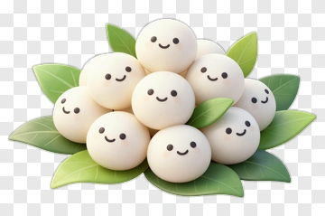 Happy Tangyuan With Green Leaves PNG