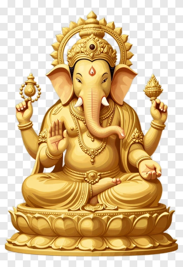 Golden Ganesha Statue PNG