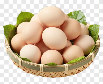 Fresh Eggs In Bamboo Basket With Leaf PNG