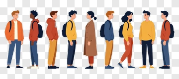 Line Of People Waiting In Queue PNG