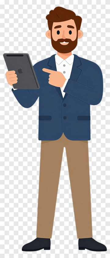 Businessman Holding Tablet PNG