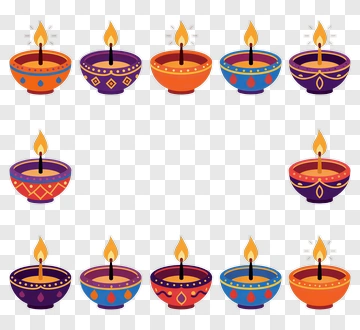 Colorful Diya Lanterns For Diwali PNG
