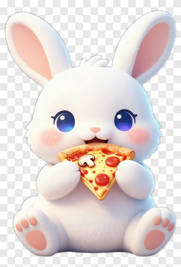 Cute Rabbit Eating Pizza PNG