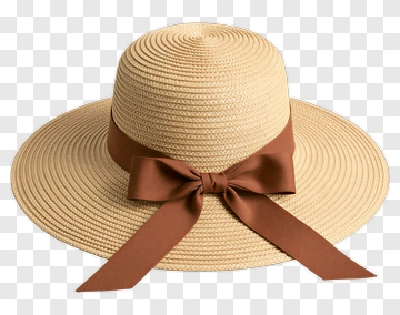 Straw Hat With Brown Bow PNG