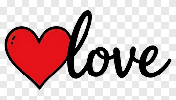 Red Heart And Love Text PNG