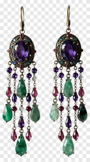 Vintage Gemstone Earrings PNG