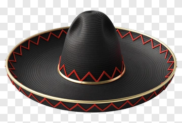 Black Sombrero With Red And Gold Accents PNG