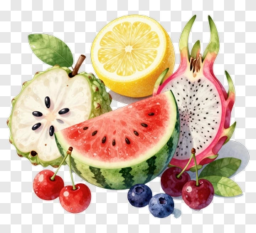 Fresh Watermelon And Dragon Fruit PNG