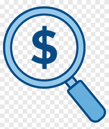 Magnifying Glass Over Dollar Sign PNG