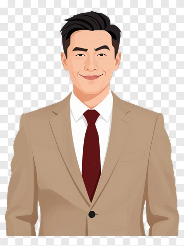 Cartoon Man In Beige Suit PNG