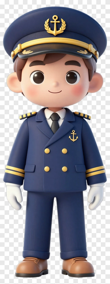 Child Captain In Nautical Uniform PNG
