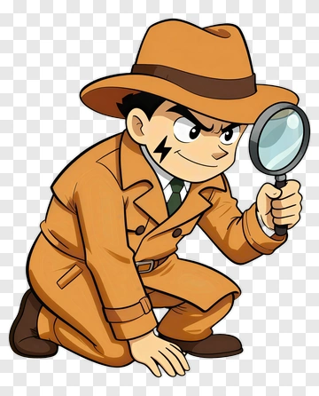 Cartoon Detective With Magnifying Glass PNG