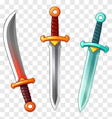 Three Cartoon Swords PNG