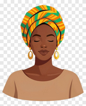 Woman With Colorful Headwrap PNG