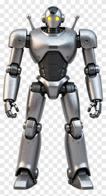 Silver Robot Figure PNG