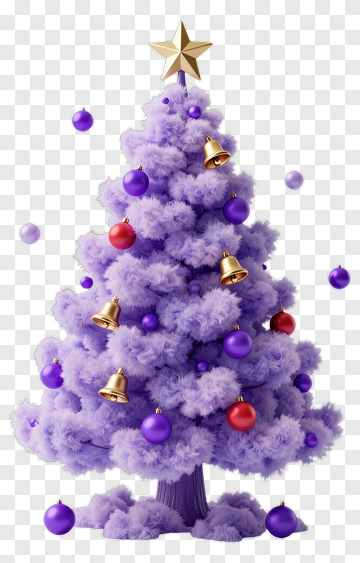 Purple Christmas Tree With Gold Accents PNG