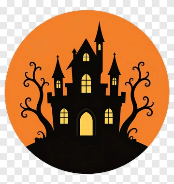 Halloween Castle With Trees PNG