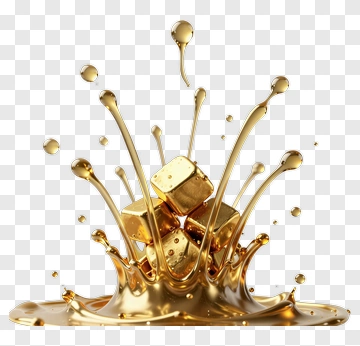 Golden Cubes And Liquid Splatter PNG