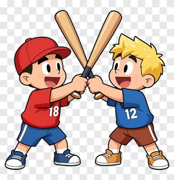 Two Boys Playing Baseball PNG