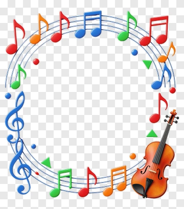 Colorful Musical Notes And Violin Frame PNG