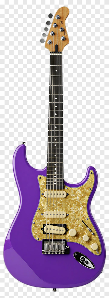 Purple Electric Guitar With Gold Pickguard PNG