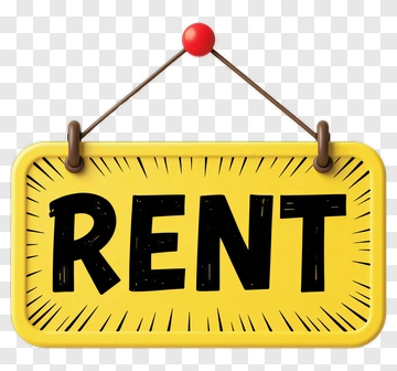 Yellow Rent Sign With Black Text PNG