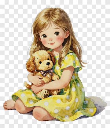 Girl Hugging Teddy Bear PNG