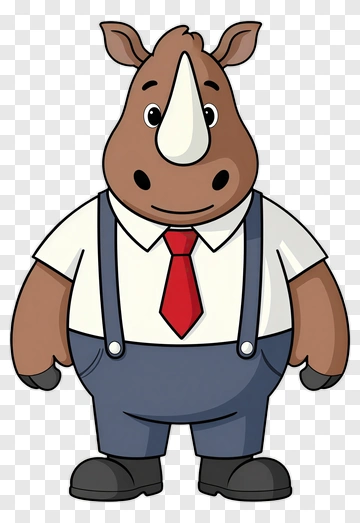 Friendly Rhino In Business Attire PNG