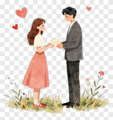 Man And Woman Exchanging A Letter PNG