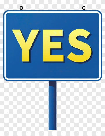 Blue Sign With Yellow Yes PNG