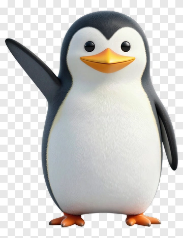 Friendly Cartoon Penguin Waving PNG