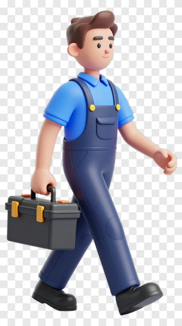 Worker Carrying Tool Box PNG