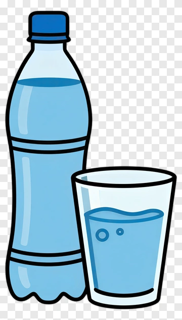 Water Bottle And Glass PNG