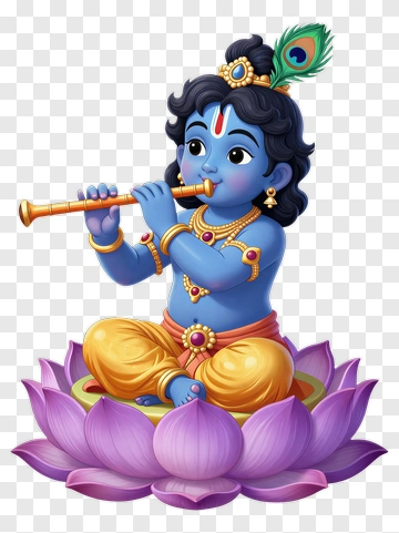 Blue-skinned Deity Playing Flute PNG