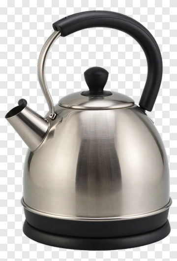Stainless Steel Kettle With Black Handle PNG