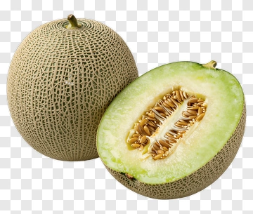 Cantaloupe Melon Whole And Halved PNG