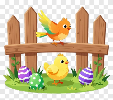 Two Chicks With Easter Eggs PNG