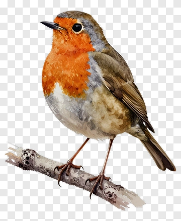 European Robin On A Branch PNG