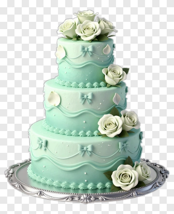 Mint Green Wedding Cake With White Roses PNG