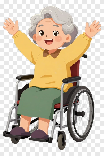 Happy Elderly Woman In Wheelchair PNG