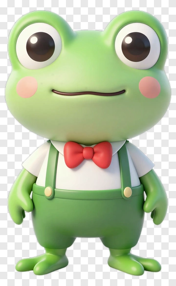 Cute Frog Character In Overalls PNG