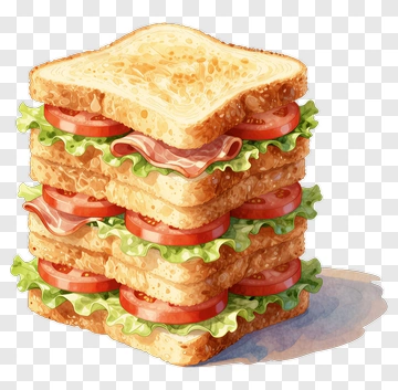 Stacked Sandwich With Fresh Ingredients PNG
