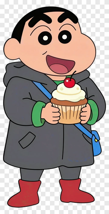 Shin-chan Holding A Cupcake PNG