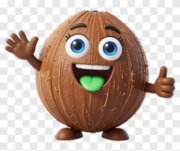 Happy Coconut Character PNG