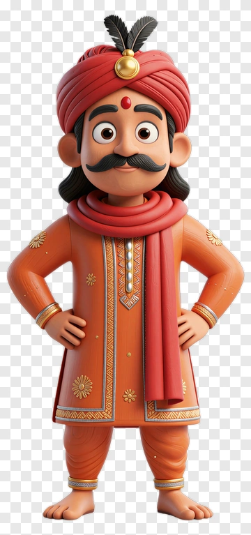 Cartoon Indian Man In Traditional Attire PNG