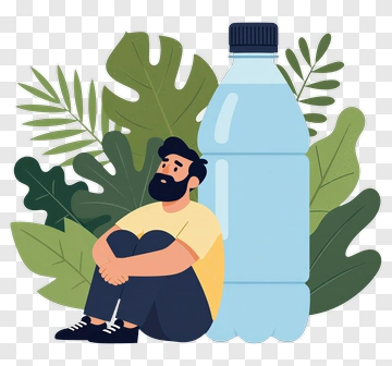 Man With Beard Sitting Next To Water Bottle PNG