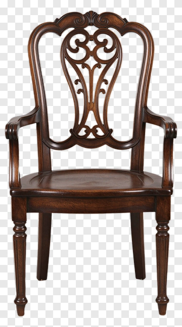 Classic Carved Wooden Armchair PNG